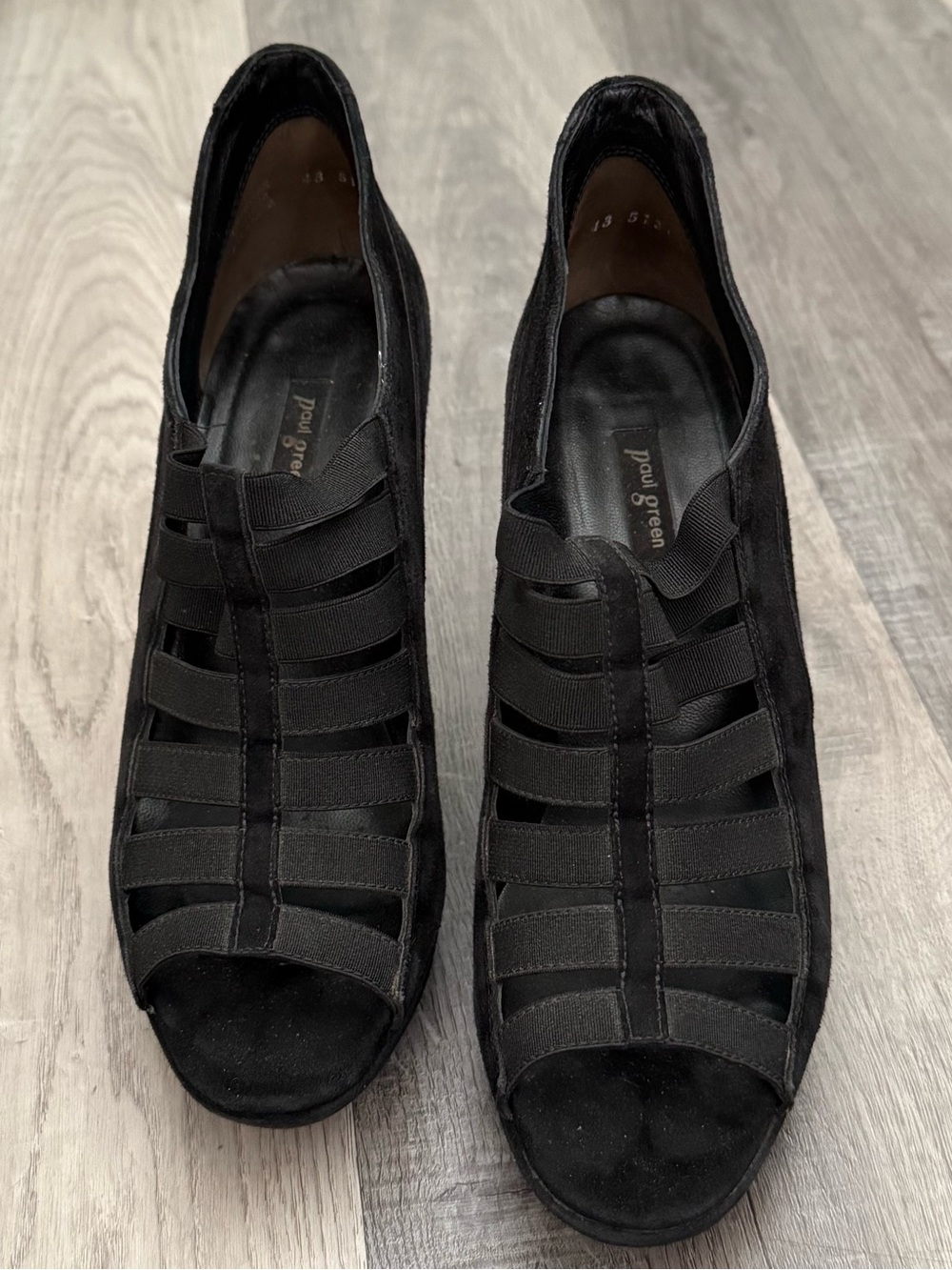 Paul Green Black Suede Strappy High-Heel Pumps Size 9